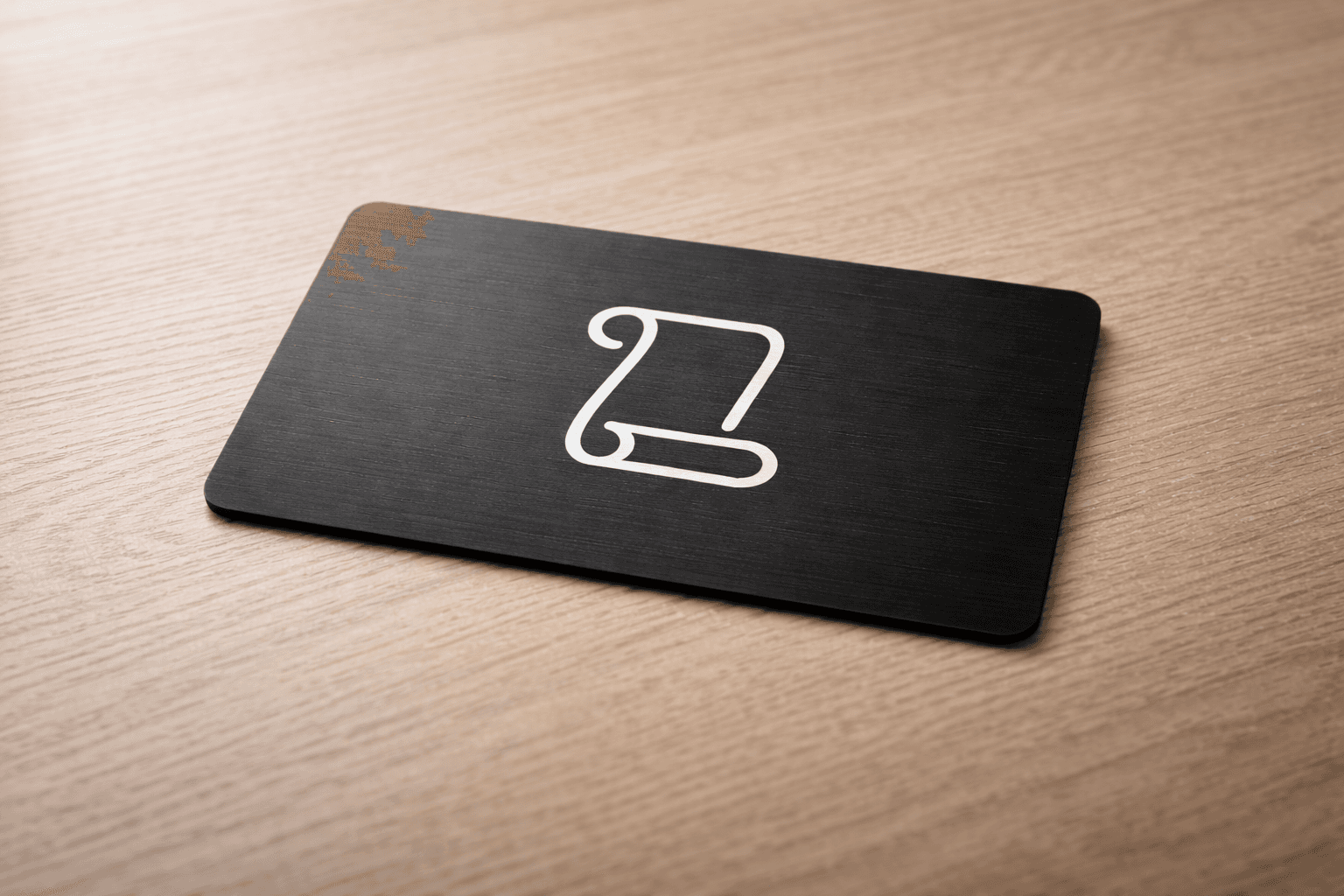 Unscroll card resting on a desk